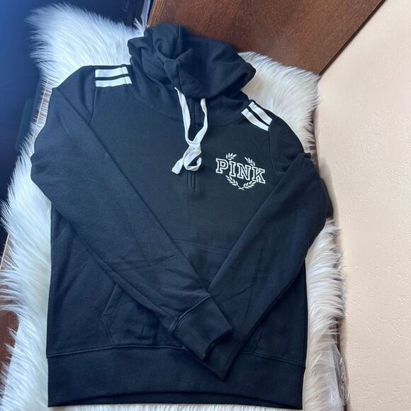 PINK Victorias Secret Black Embroidered Sweat Suit Set Size S/M - Picture 7 of 12